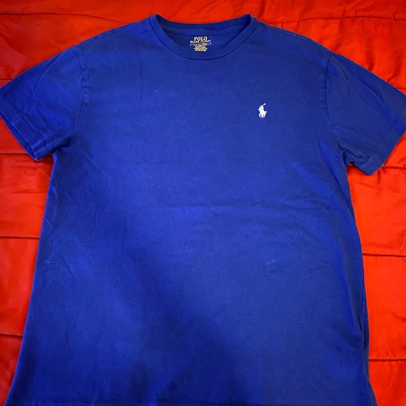 royal blue polo t shirt with light blue logo - Picture 1 of 2